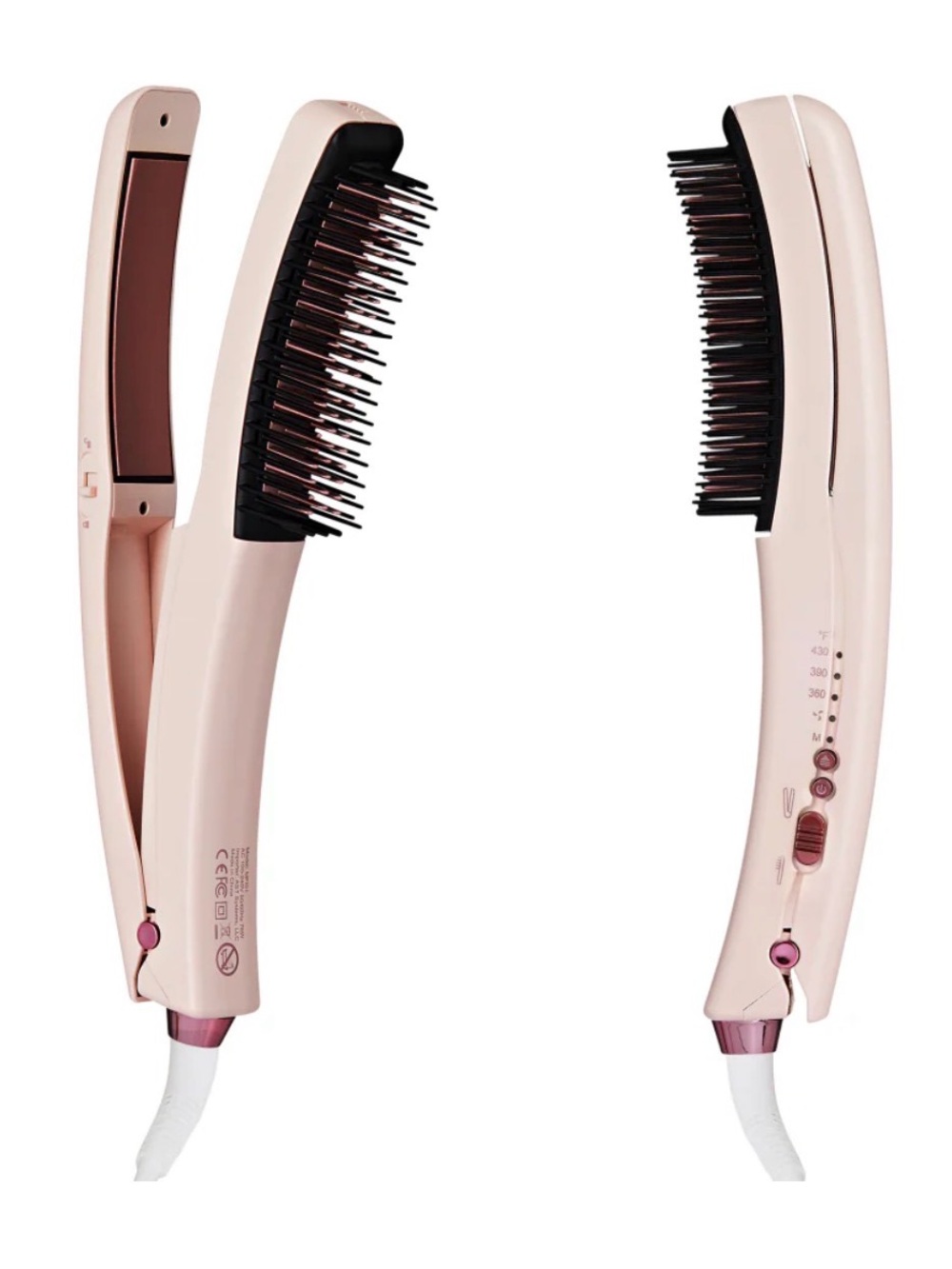 Rose Pink Ceramic Heated Hair Straightening Brush — Women Hair